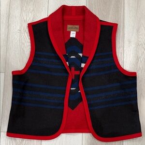 Pendleton Red and Black Geometric Patterned Vest